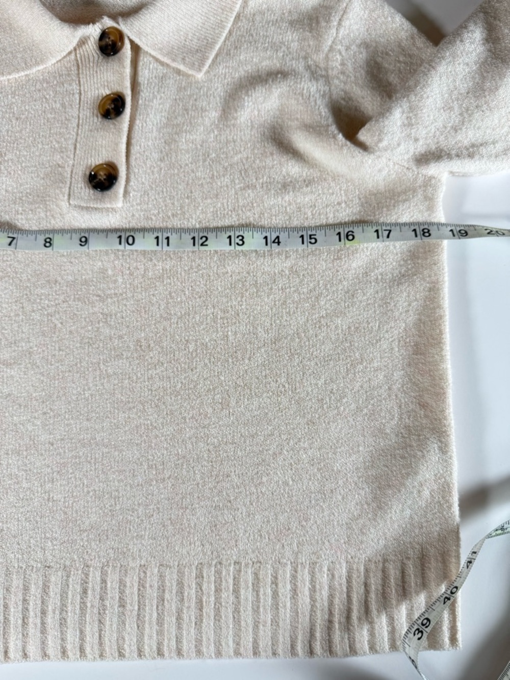 French Connection Cream Button-Front Collared  Top - Picture 4 of 7